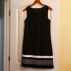 White House Black Market Black Dress with Printed Border